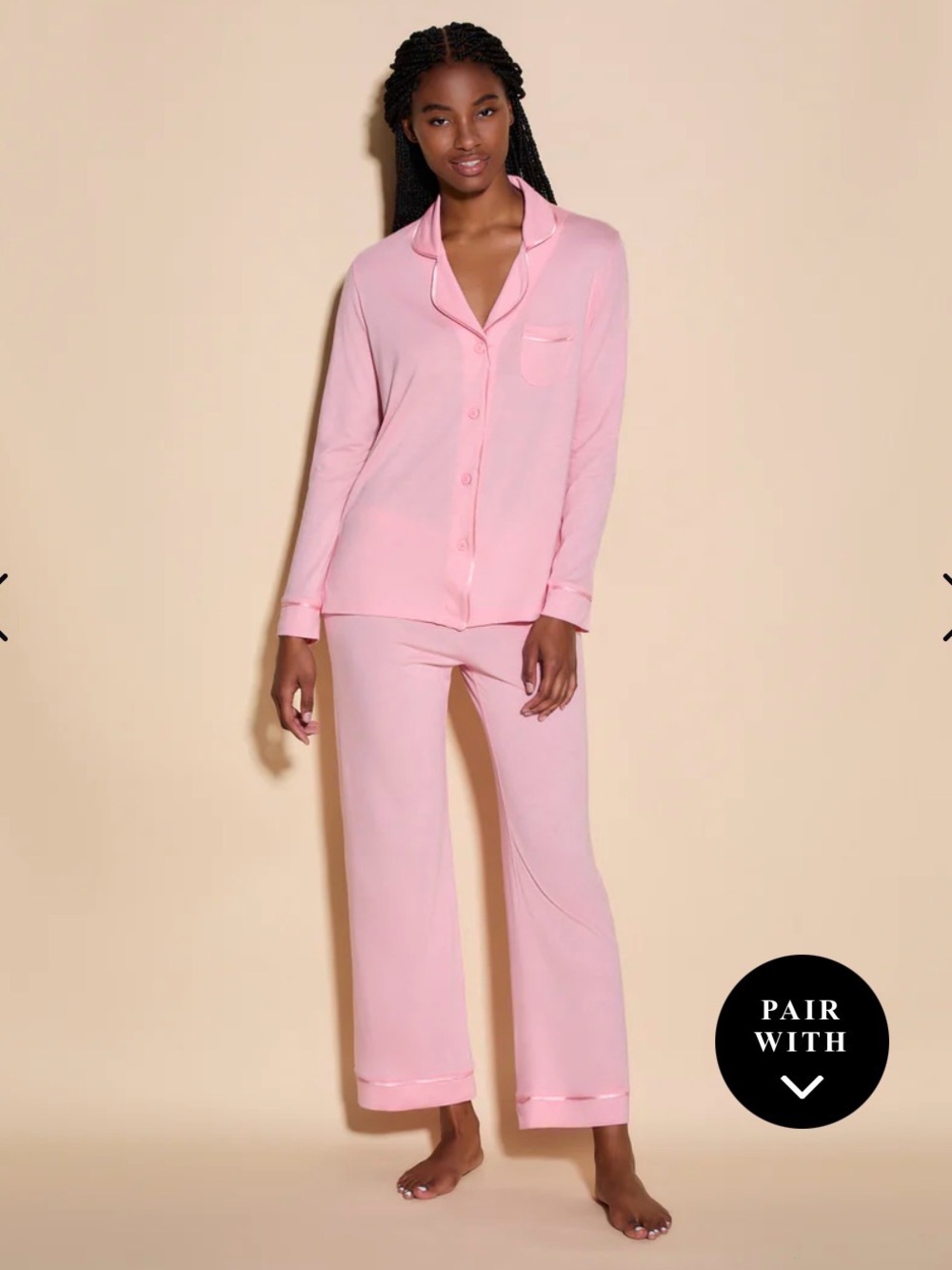 Cosabella Modal Soft Long Sleeve Long Pant PJs Bubble Gum Pink Set